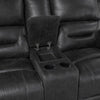 Henry Manual Double Reclining Loveseat w Console | Black Microfiber BM335939