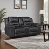 Henry Manual Double Reclining Loveseat w Console | Black Microfiber