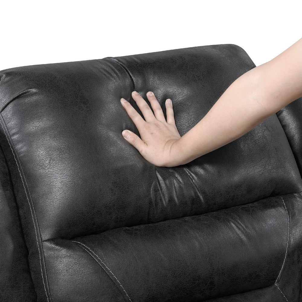 Henry Manual Double Reclining Sofa in Pillow Tufted Black Microfiber BM335940
