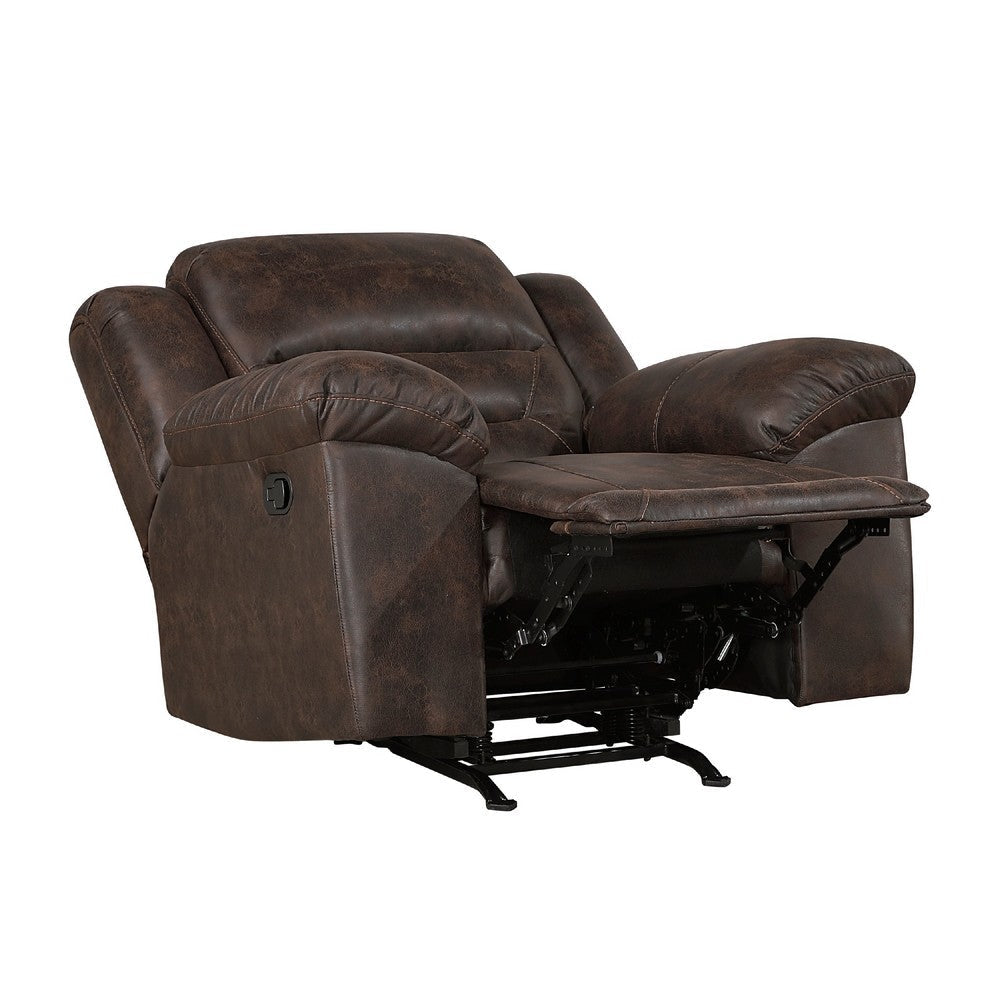 Henry Manual Rocker Recliner Chair | Pillow Tuft Dark Brown Microfiber BM335941
