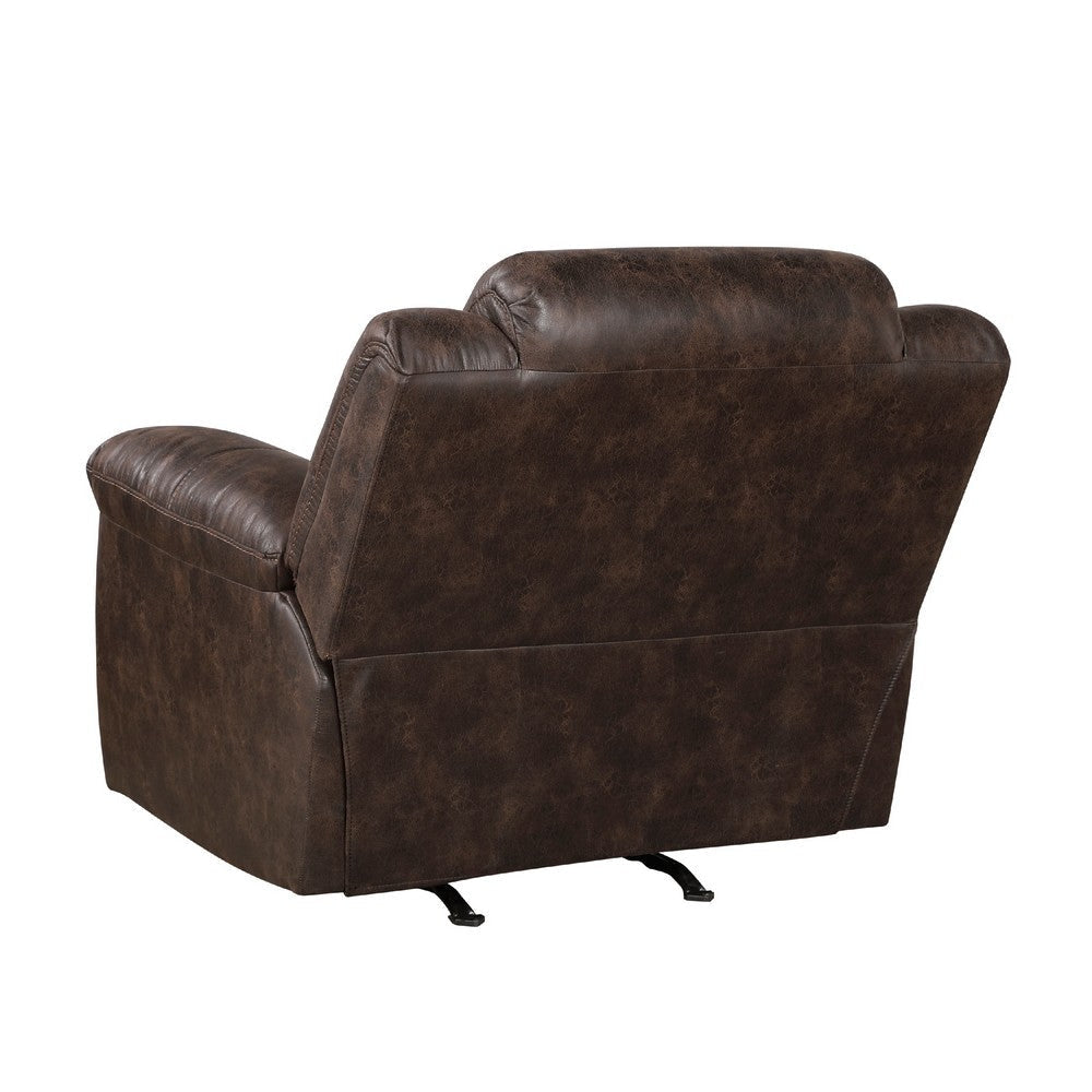 Henry Manual Rocker Recliner Chair | Pillow Tuft Dark Brown Microfiber BM335941
