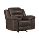 Henry Manual Rocker Recliner Chair | Pillow Tuft Dark Brown Microfiber