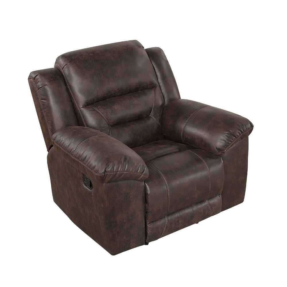 Henry Manual Rocker Recliner Chair | Pillow Tuft Dark Brown Microfiber BM335941