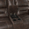 Henry Manual Double Reclining Loveseat | Console Dark Brown Microfiber BM335942