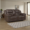 Henry Manual Double Reclining Loveseat | Console Dark Brown Microfiber