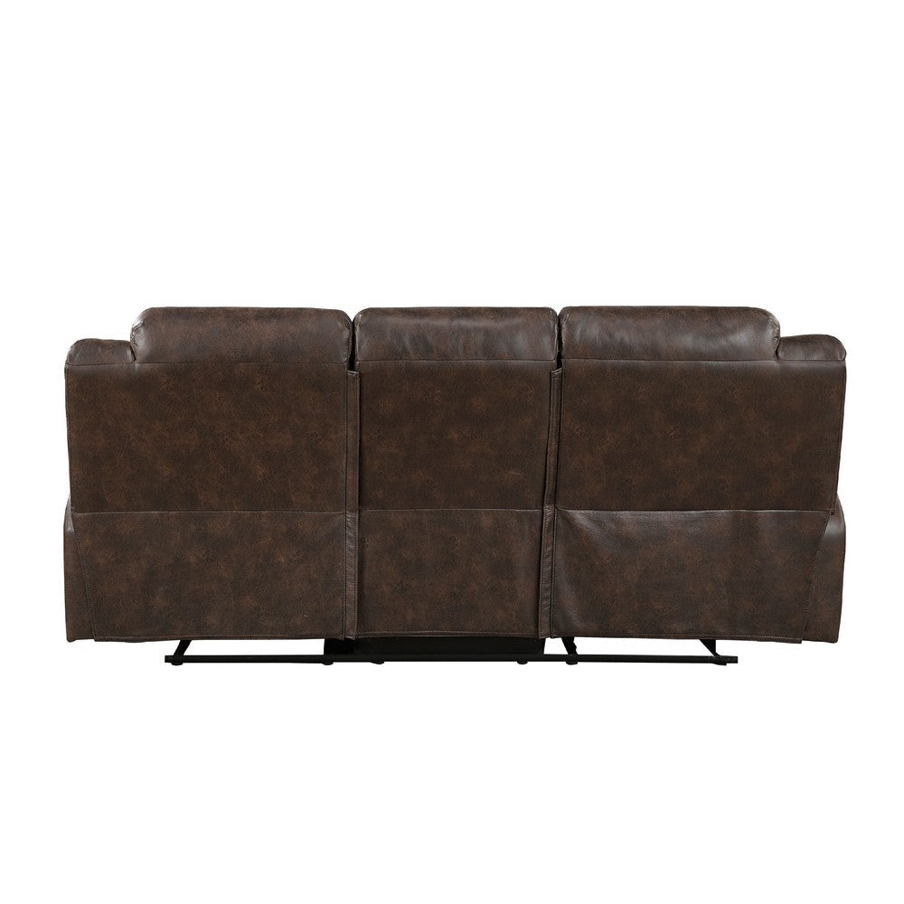 Henry Manual Double Reclining Sofa | Pillow Tuft Dark Brown Microfiber BM335943