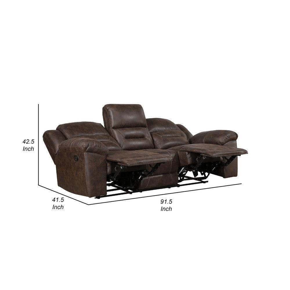 Henry Manual Double Reclining Sofa | Pillow Tuft Dark Brown Microfiber BM335943