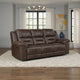 Henry Manual Double Reclining Sofa | Pillow Tuft Dark Brown Microfiber