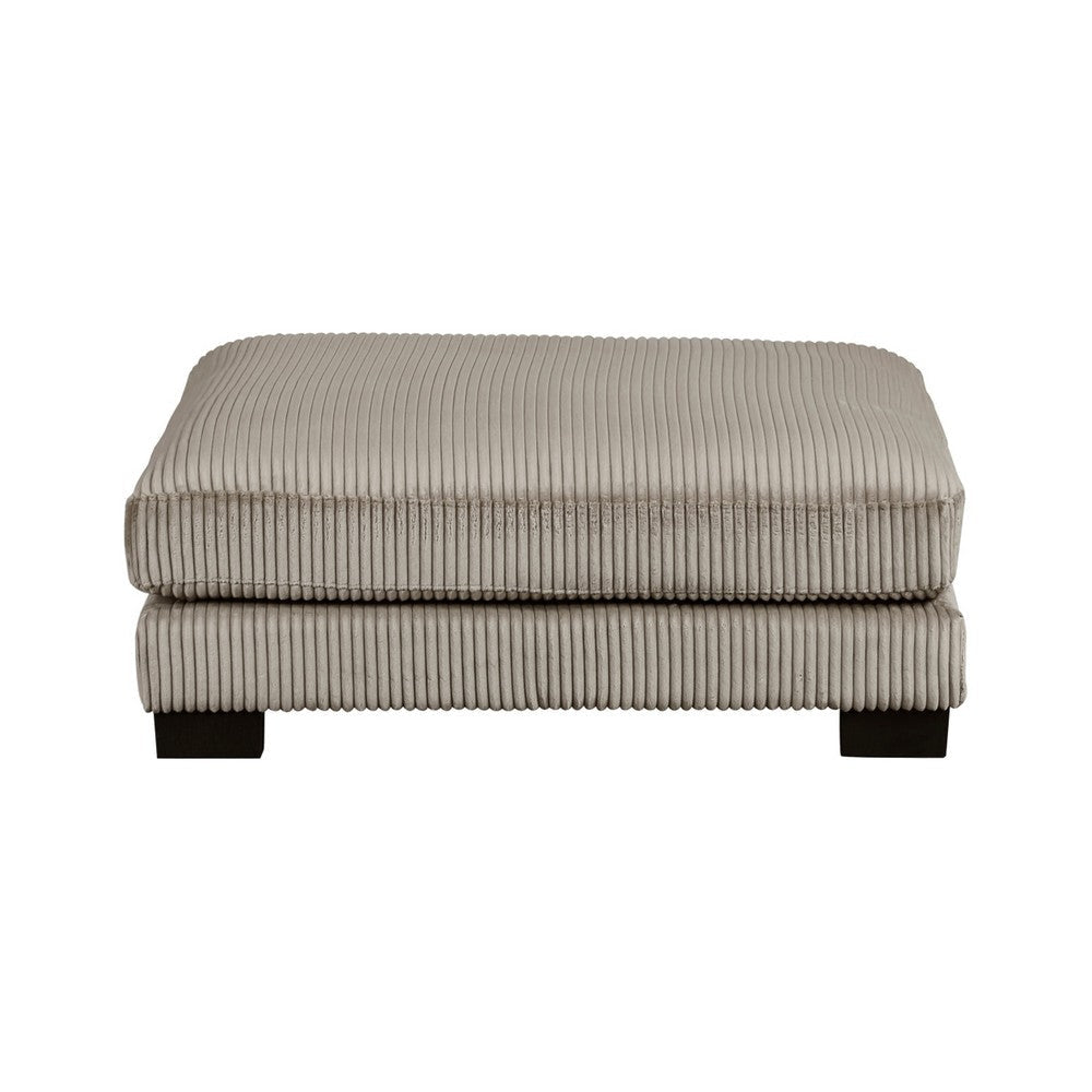 Rix Modern Ottoman | Taupe Gray Corduroy | 45’’ Square | Black Feet BM335945