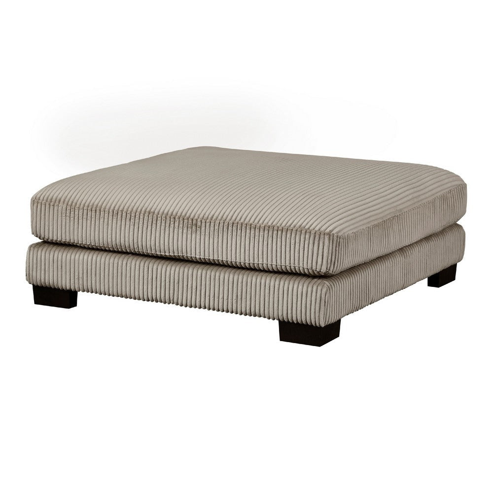 Rix Modern Ottoman | Taupe Gray Corduroy | 45’’ Square | Black Feet BM335945