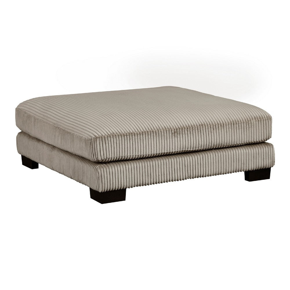 Rix Modern Ottoman | Taupe Gray Corduroy | 45" Square | Black Feet