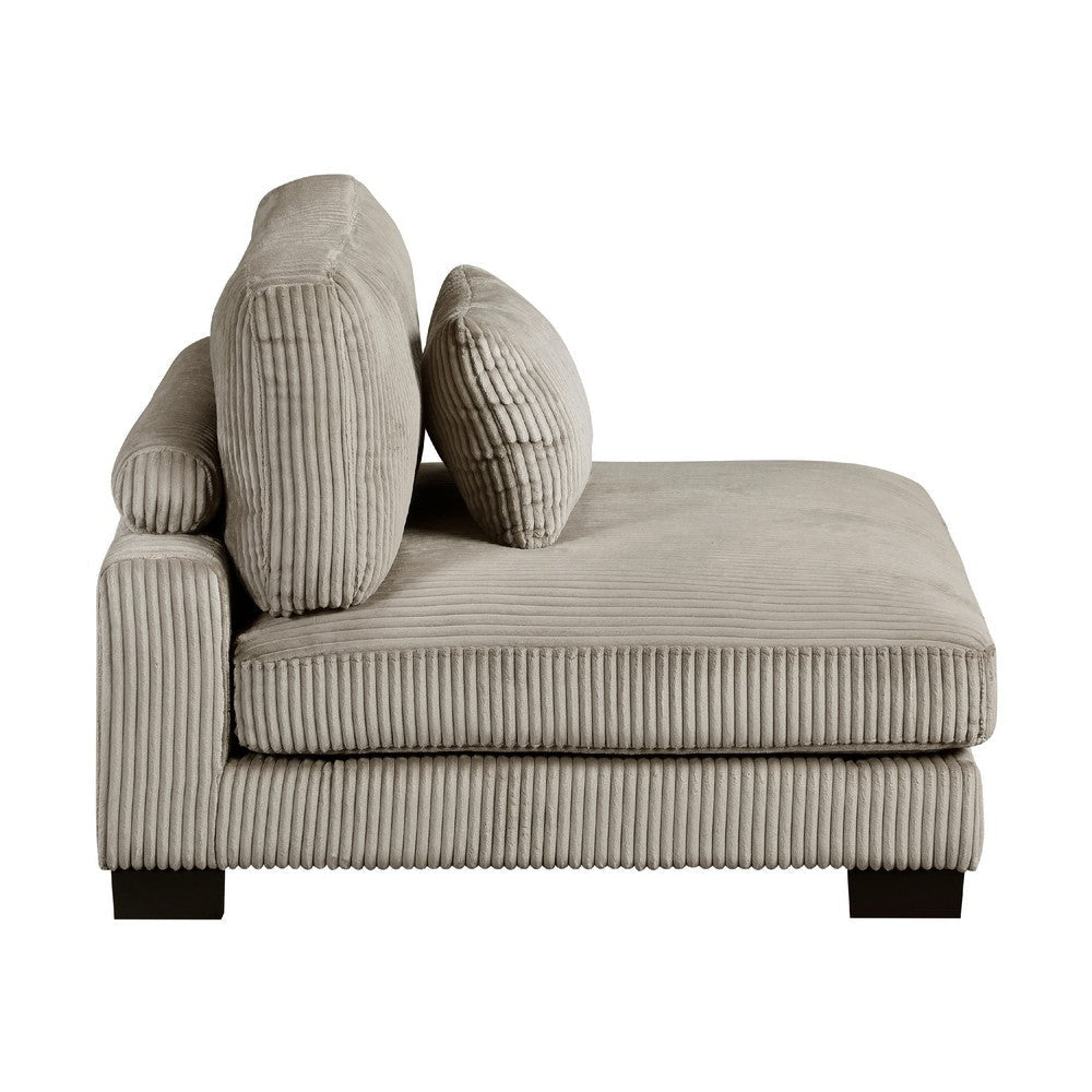 Rix Modular Armless Chair w Lumbar Pillow | Taupe Gray Corduroy | 45’’ BM335946