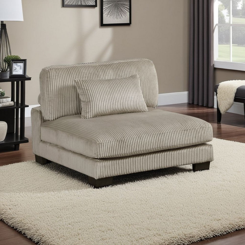 Rix Modular Armless Chair w Lumbar Pillow | Taupe Gray Corduroy | 45"