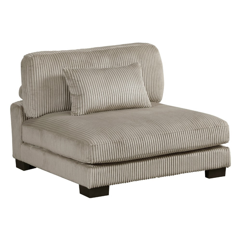 Rix Modular Armless Chair w Lumbar Pillow | Taupe Gray Corduroy | 45"