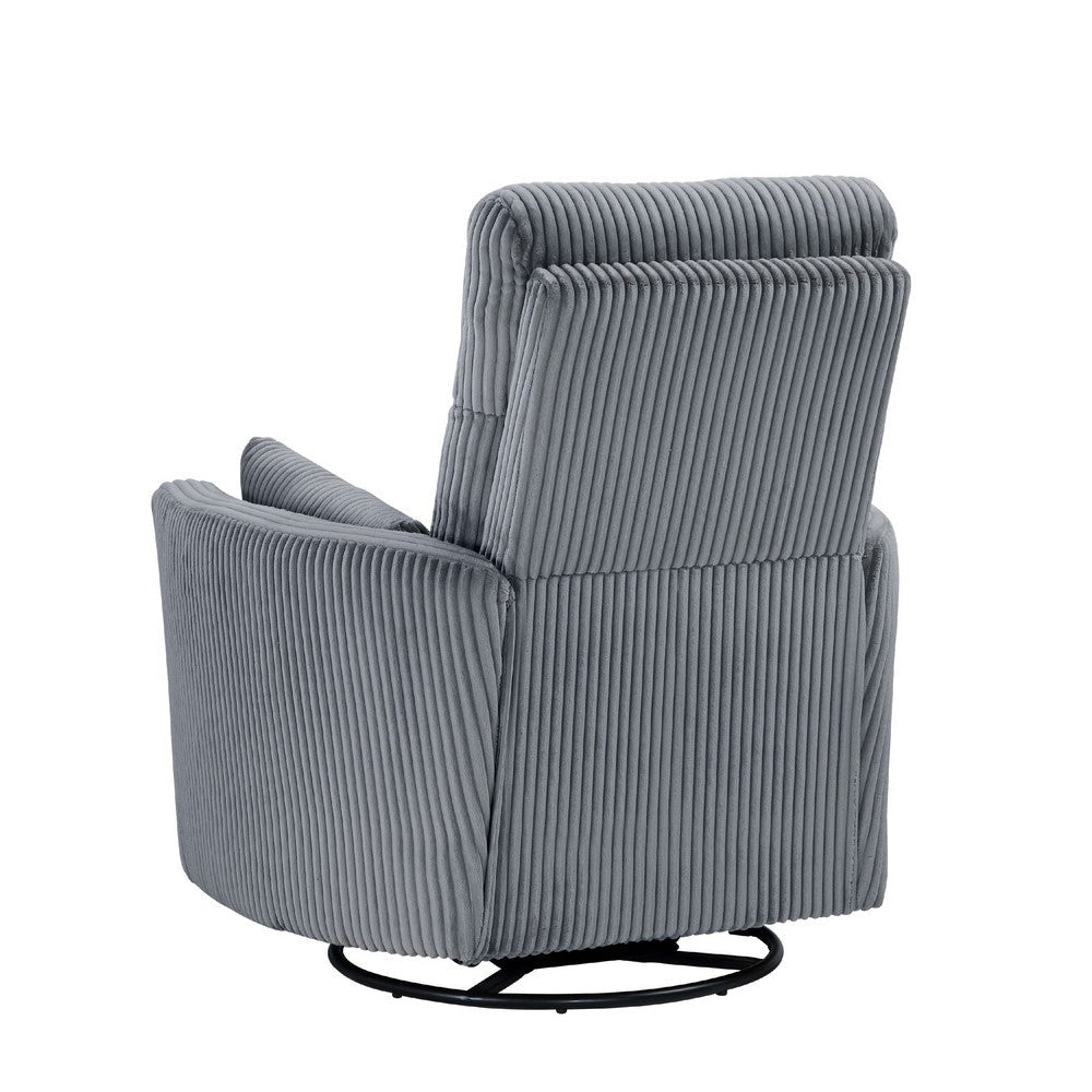 Rix Manual Swivel Glider Recliner Chair | 2 Pillows | Gray Corduroy BM335947