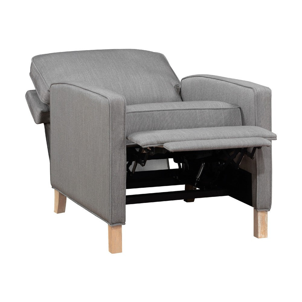 Tory Manual Push Back Recliner Chair | Light Gray | Natural Brown Wood BM335949