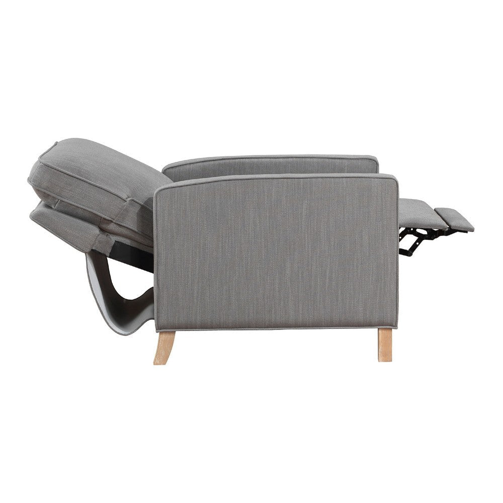 Tory Manual Push Back Recliner Chair | Light Gray | Natural Brown Wood BM335949