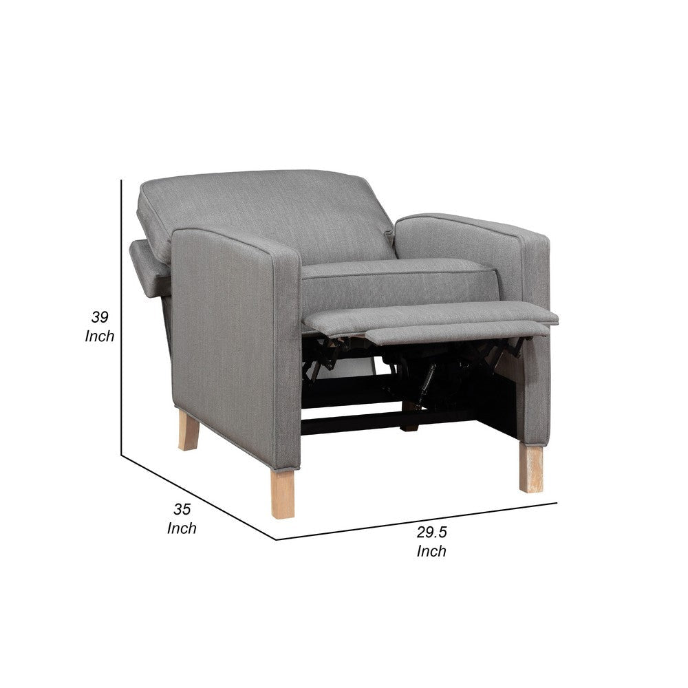 Tory Manual Push Back Recliner Chair | Light Gray | Natural Brown Wood BM335949