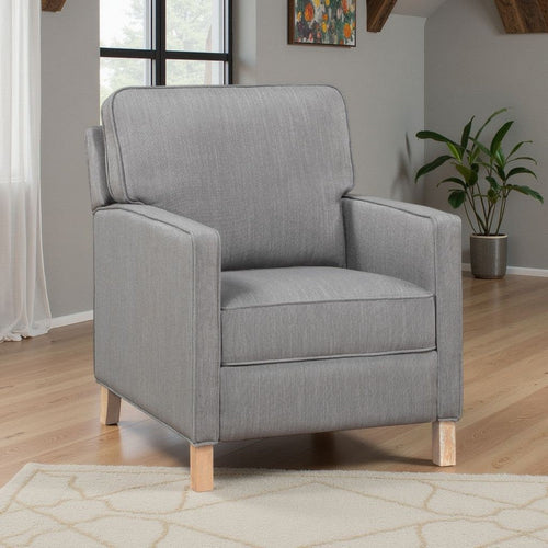 Tory Manual Push Back Recliner Chair | Light Gray | Natural Brown Wood