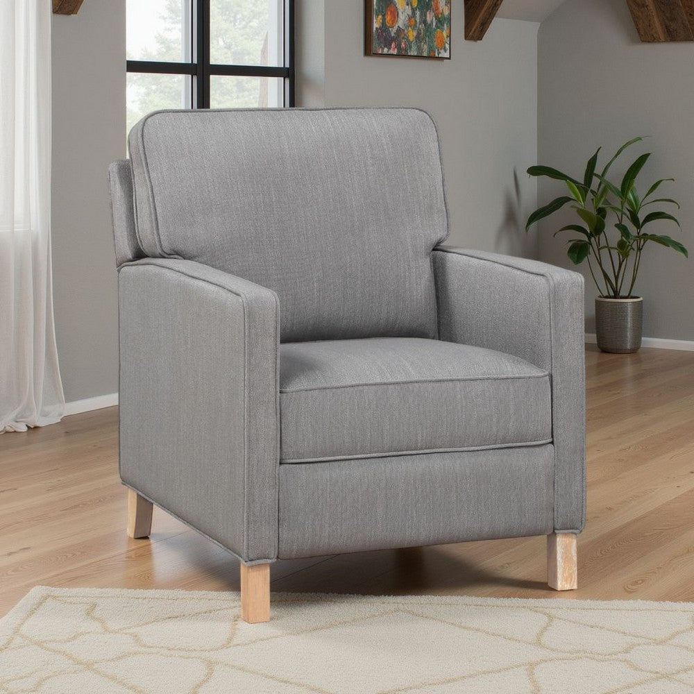 Tory Manual Push Back Recliner Chair | Light Gray | Natural Brown Wood