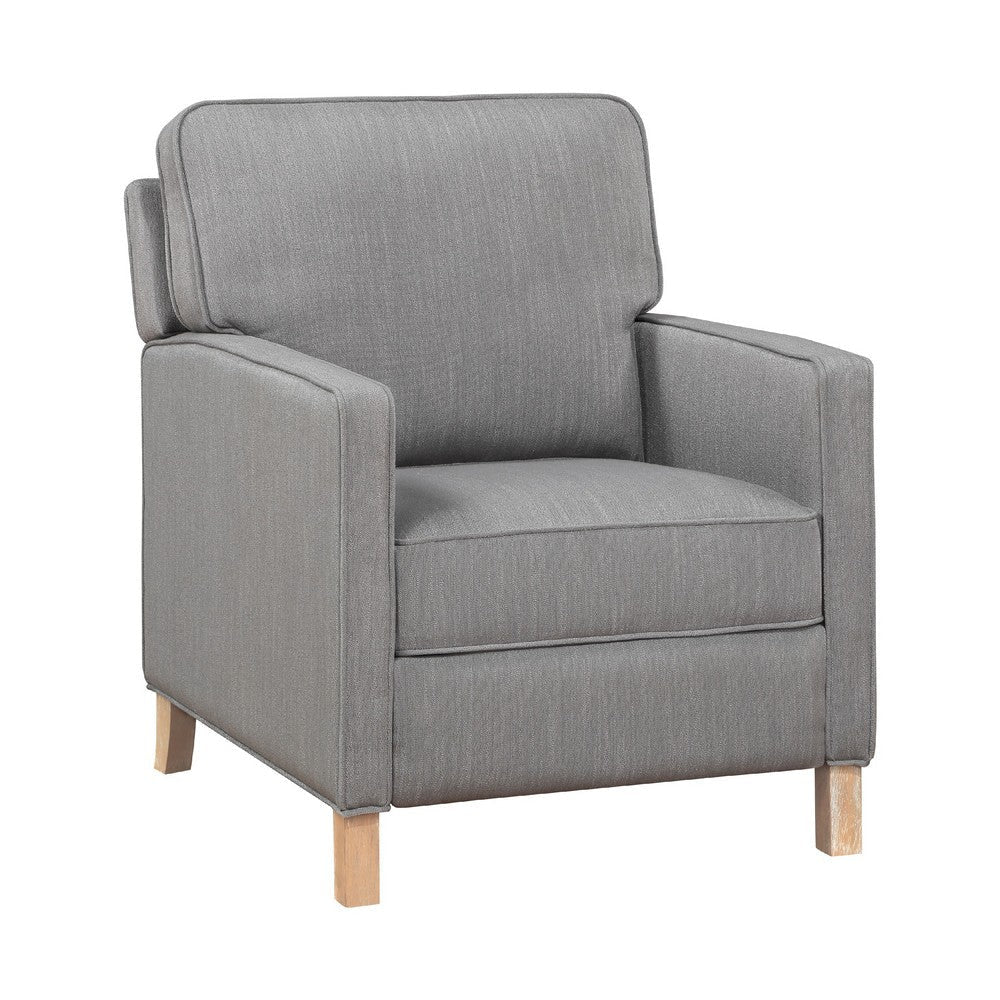 Tory Manual Push Back Recliner Chair | Light Gray | Natural Brown Wood