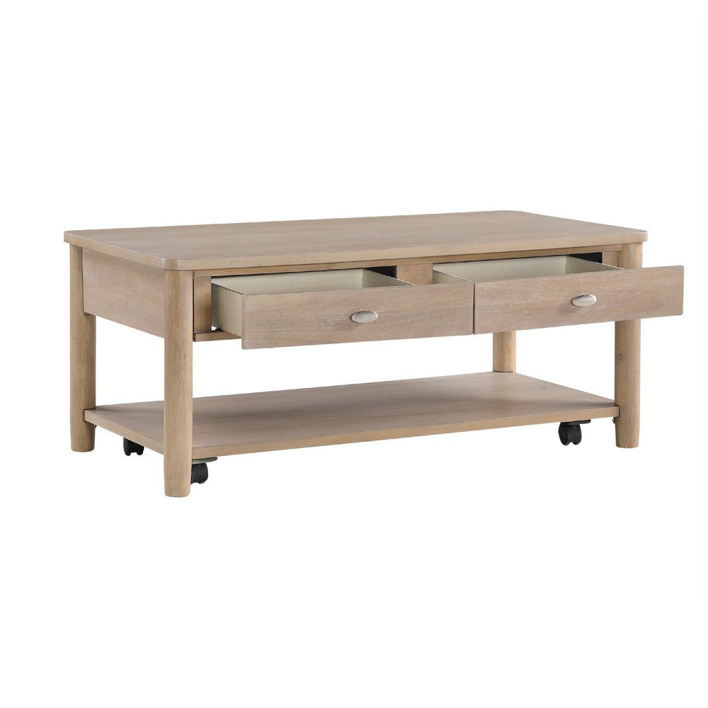 Neka Coffee Table | Farmhouse Natural Brown Wood and Veneer | 48’’ BM335953