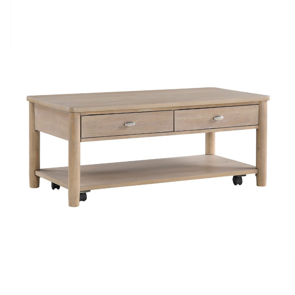 Neka Coffee Table | Farmhouse Natural Brown Wood and Veneer | 48"