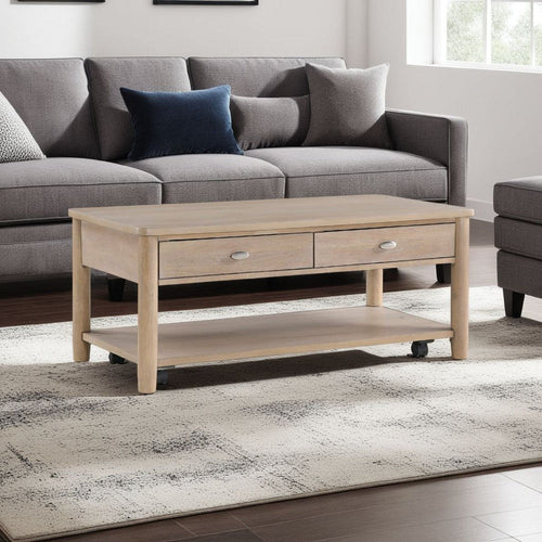 Neka Coffee Table | Farmhouse Natural Brown Wood and Veneer | 48"