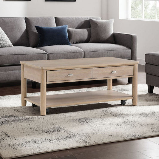 Neka Coffee Table | Farmhouse Natural Brown Wood and Veneer | 48"
