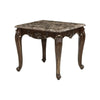 Hesar Side End Table | 28’’ Marble | Cherry Brown Wood Cabriole Legs BM335954