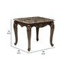 Hesar Side End Table | 28’’ Marble | Cherry Brown Wood Cabriole Legs BM335954