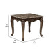 Hesar Side End Table | 28’’ Marble | Cherry Brown Wood Cabriole Legs BM335954