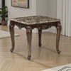 Hesar Side End Table | 28" Marble | Cherry Brown Wood Cabriole Legs