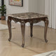 Hesar Side End Table | 28" Marble | Cherry Brown Wood Cabriole Legs