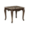 Hesar Side End Table | 28" Marble | Cherry Brown Wood Cabriole Legs