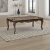 Hesar Coffee Table | 51" Marble Top | Cherry Brown | Cabriole Legs