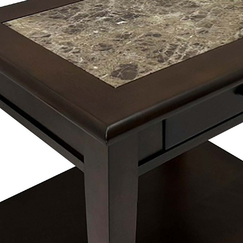 Side End Table | Drawer and Shelf | Classic Cherry Brown Finish | 26’’ BM335957