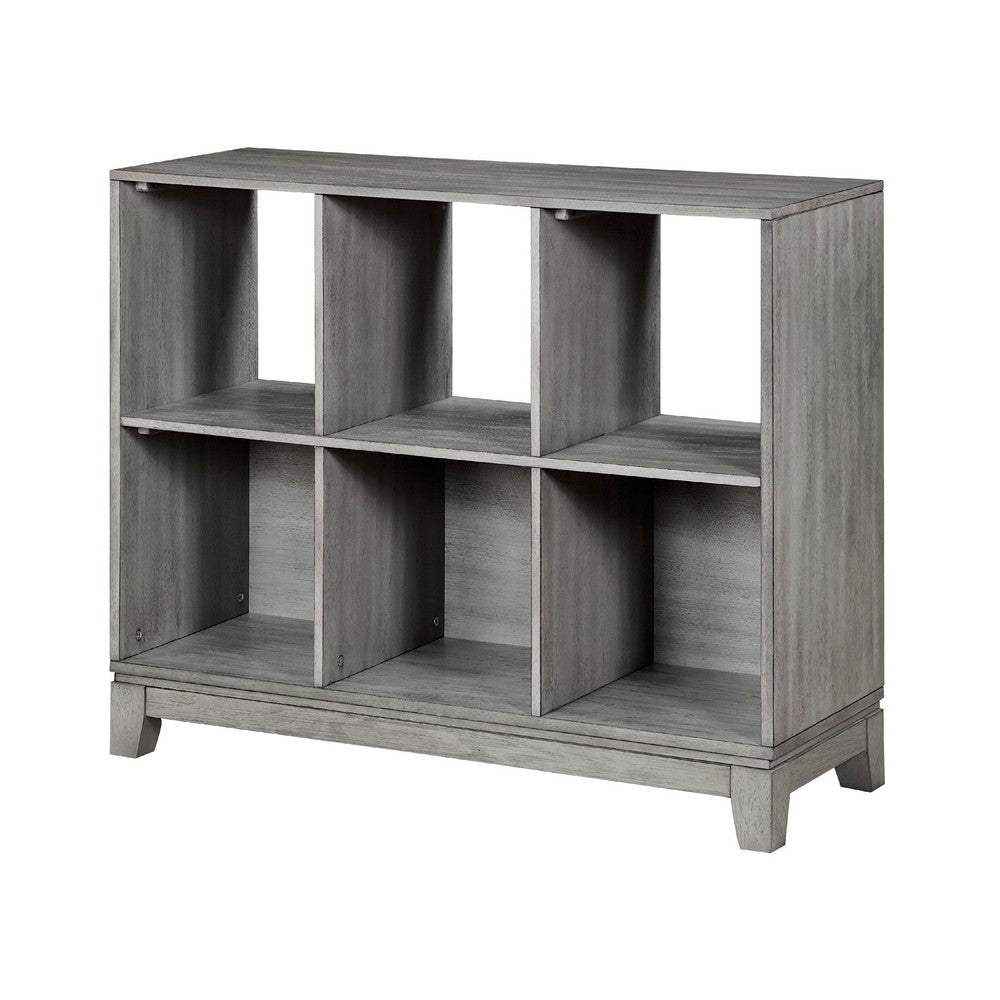 Thiem Cubby Bookcase | 6 Cube Style Shelves | Rustic Gray Veneer 40’’ BM335960