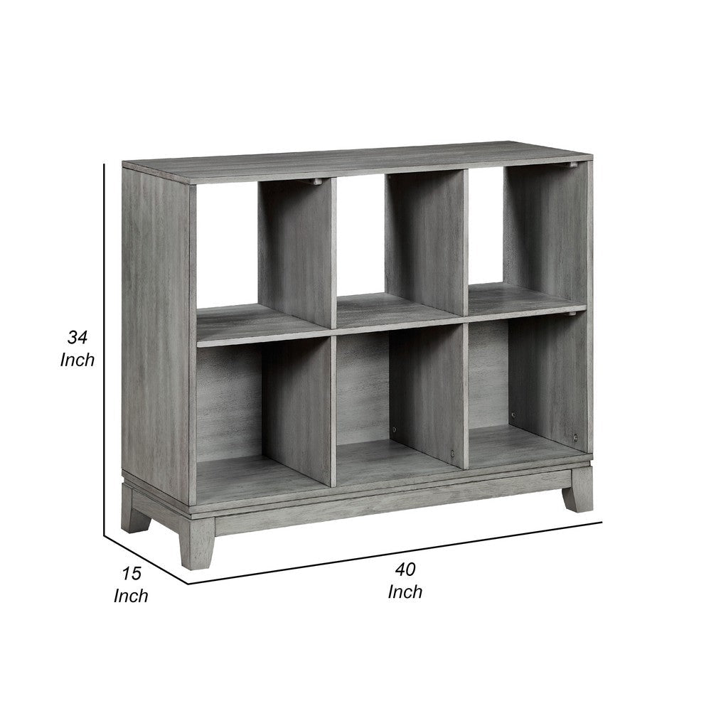 Thiem Cubby Bookcase | 6 Cube Style Shelves | Rustic Gray Veneer 40’’ BM335960