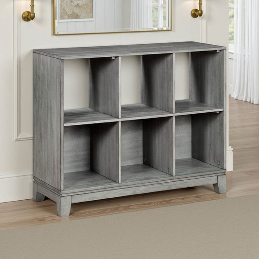Thiem Cubby Bookcase | 6 Cube Style Shelves | Rustic Gray Veneer 40"