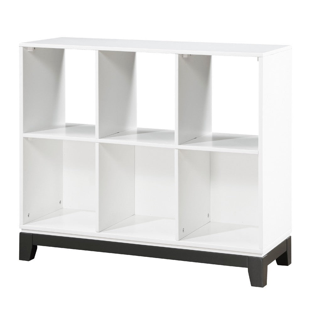 Thiem Bookcase | 6 Cubby Style Shelves | White | Black Veneer | 40’’ BM335963