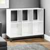 Thiem Bookcase | 6 Cubby Style Shelves | White | Black Veneer | 40"