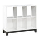 Thiem Bookcase | 6 Cubby Style Shelves | White | Black Veneer | 40"