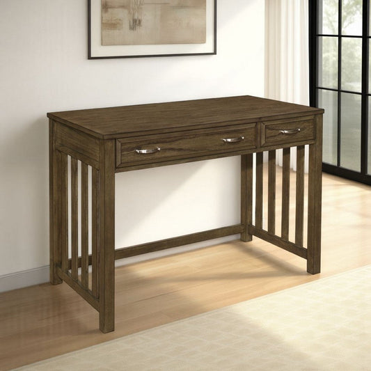 Belinda Writing Computer Desk | 2 Drawers | Rustic Brown Veneer | 44"