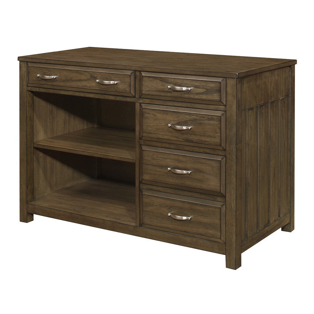 Belinda Credenza Desk with Shelves and Drawers | Classic Brown | 44’’ BM335965