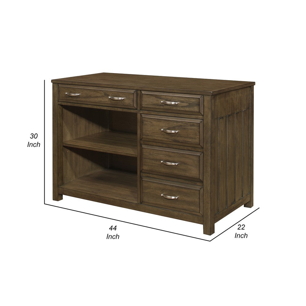 Belinda Credenza Desk with Shelves and Drawers | Classic Brown | 44’’ BM335965
