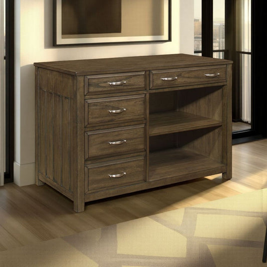 Belinda Credenza Desk with Shelves and Drawers | Classic Brown | 44"