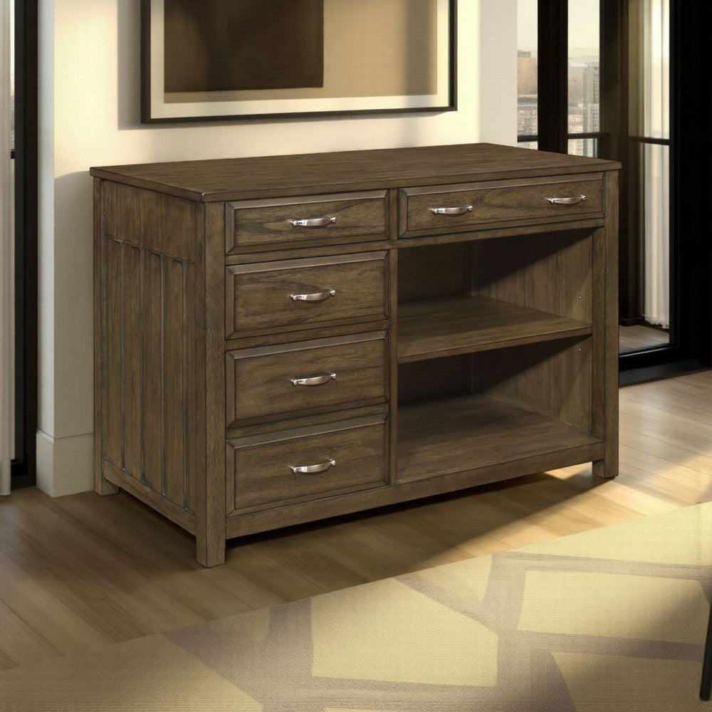 Belinda Credenza Desk with Shelves and Drawers | Classic Brown | 44"