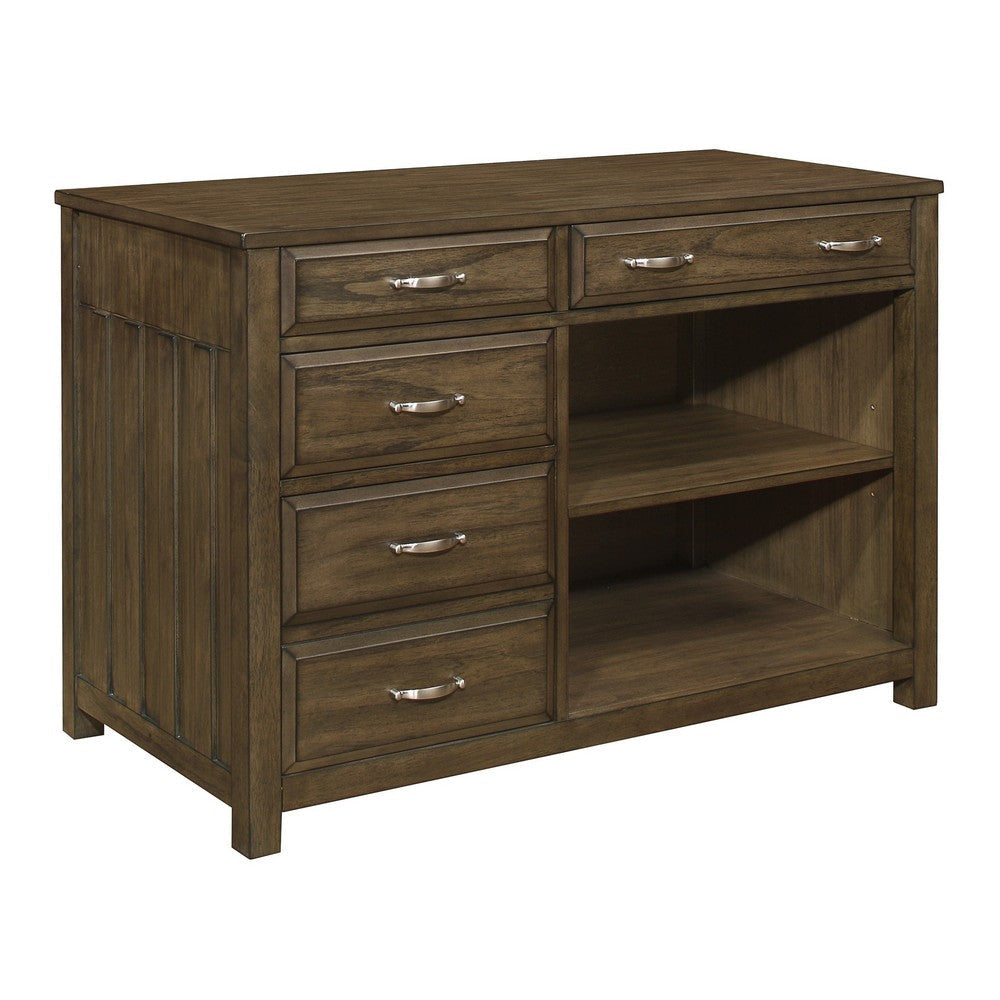 Belinda Credenza Desk with Shelves and Drawers | Classic Brown | 44"