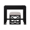Syna 3 Piece Nesting Desk and Stool Set | Black Wood | Gray Polyester